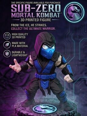 Sub-Zero 3D Printed Figure - Blue & Black Mortal Kombat Collectible